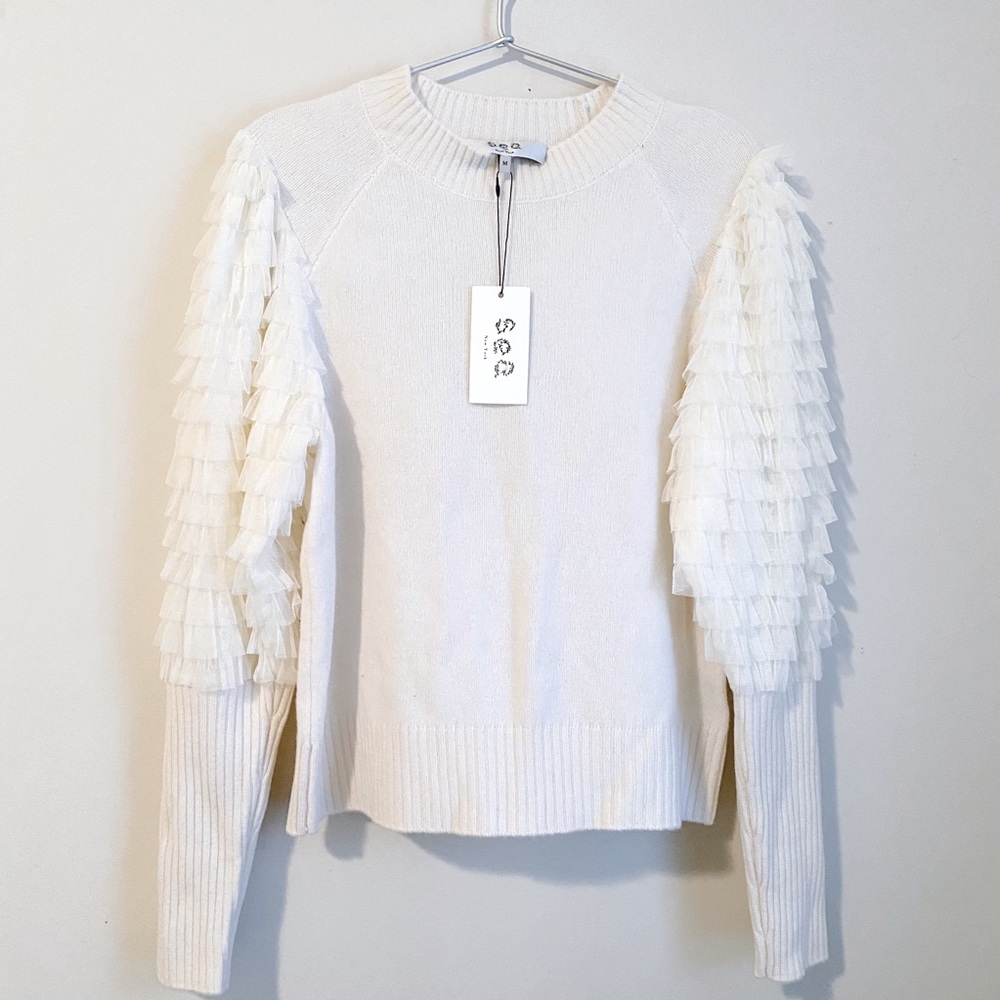 Sea New York Princess Textured Puff Sleeve Sweater